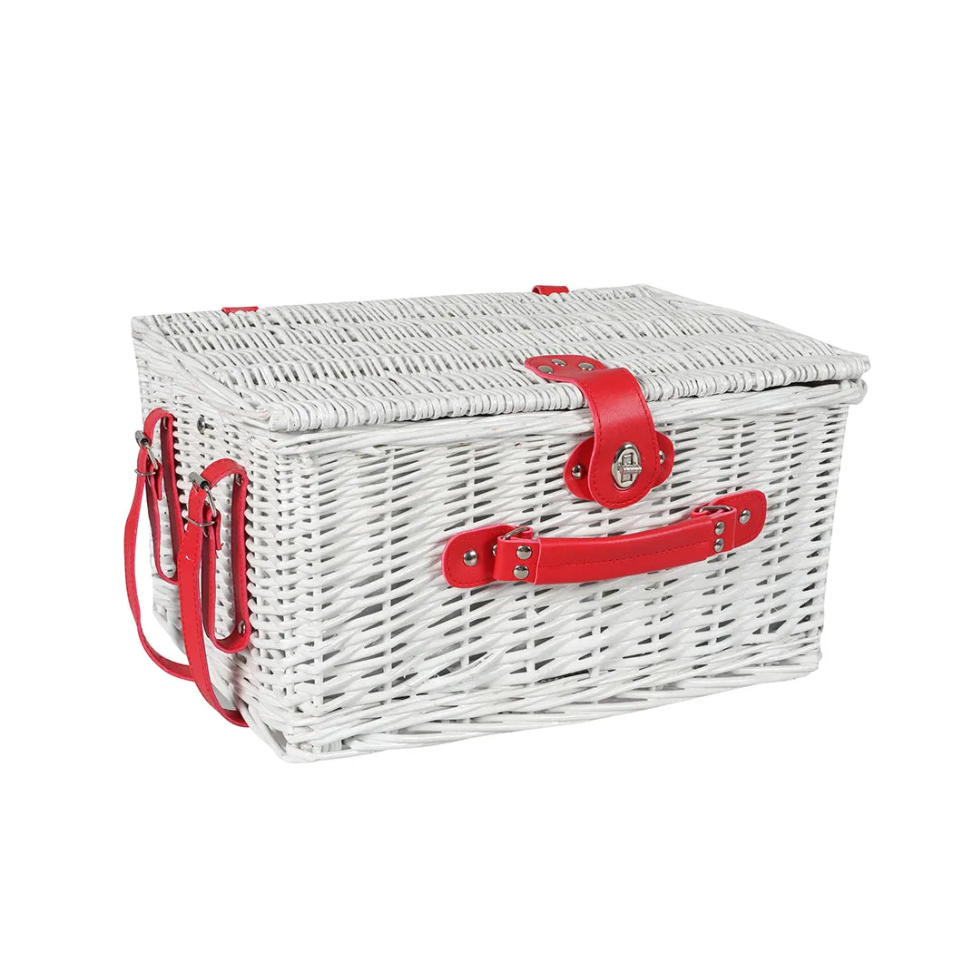 Picnic Basket Set 4 Person Wicker Outdoor Insulated Cooler Bag with Blanket