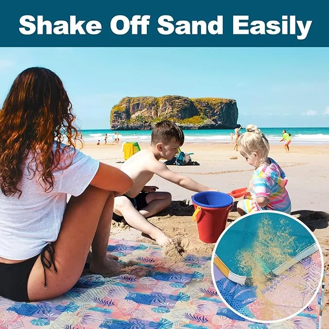 Picnic Blankets Extra Large, Waterproof Sandproof Packable Outdoor Beach Blanket Oversized 73x59”, 3-Layer Picnic Mat for Camping Hiking Travel Park with Easy-Carrying Tote Bag (Yellow Leaves)