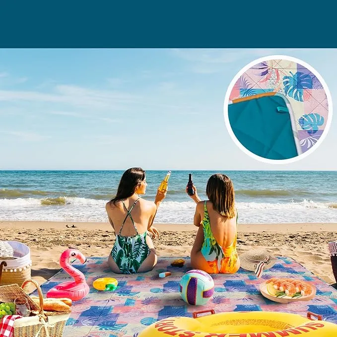 Picnic Blankets Extra Large, Waterproof Sandproof Packable Outdoor Beach Blanket Oversized 73x59”, 3-Layer Picnic Mat for Camping Hiking Travel Park with Easy-Carrying Tote Bag (Yellow Leaves)