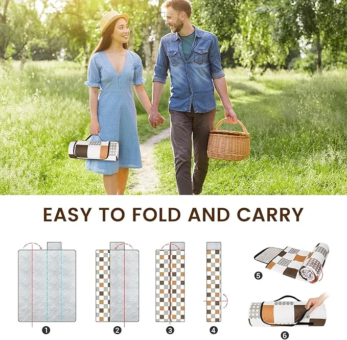 Picnic Blankets,80''x80'' Extra Large Picnic Blankets,Outdoor Picnic Blankets Waterproof Foldable for 6 to 8 Adults,Picnic Mat for Camping Beach Grass Lawn Park