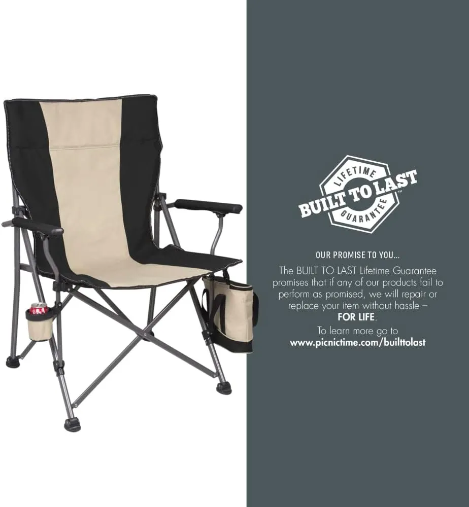 PICNIC TIME NFL Unisex-Adult NFL Big Bear XXL Camp Chair with Cooler, Heavy Duty Beach Chair, 500 lb Capacity Camping Chair with Carry Bag
