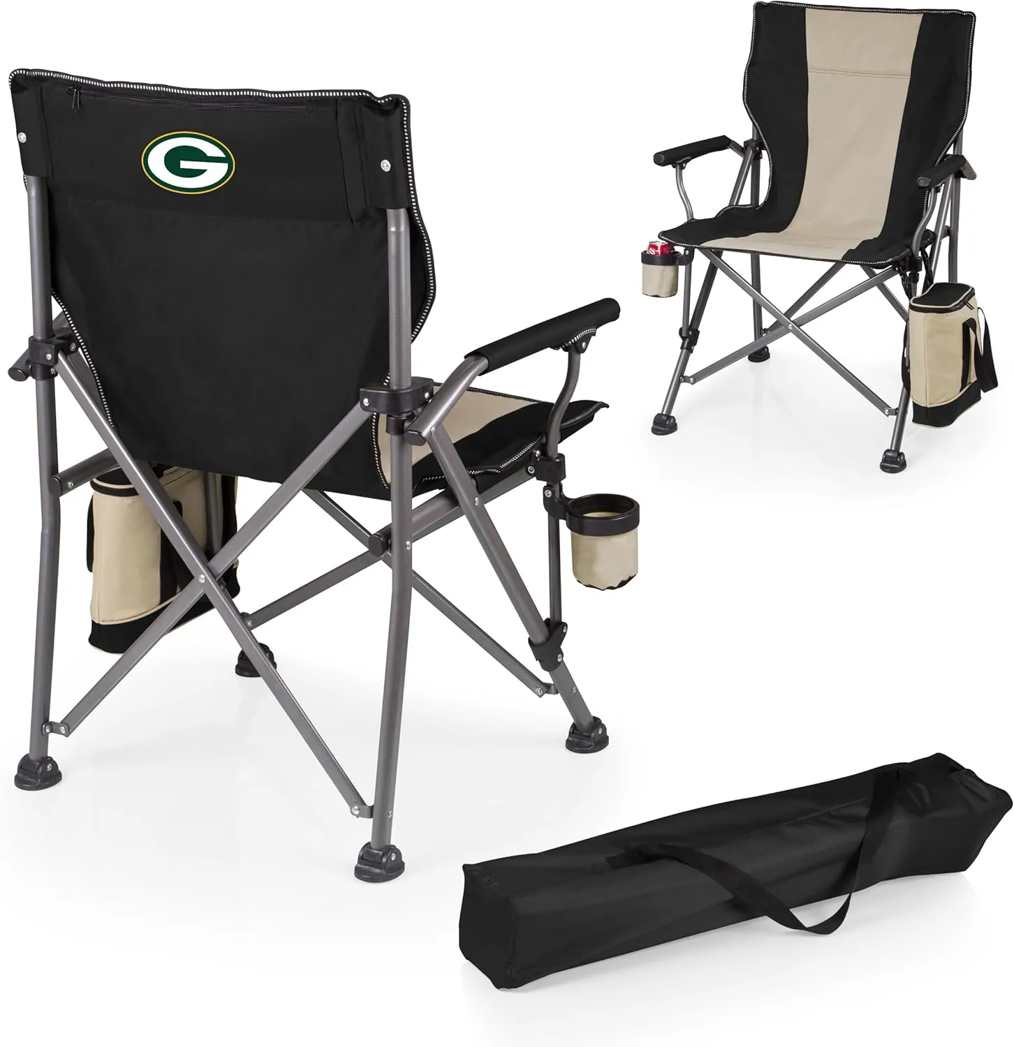 PICNIC TIME NFL Unisex-Adult NFL Outlander Folding Camping Chair with Cooler, Heavy Duty Beach Chair