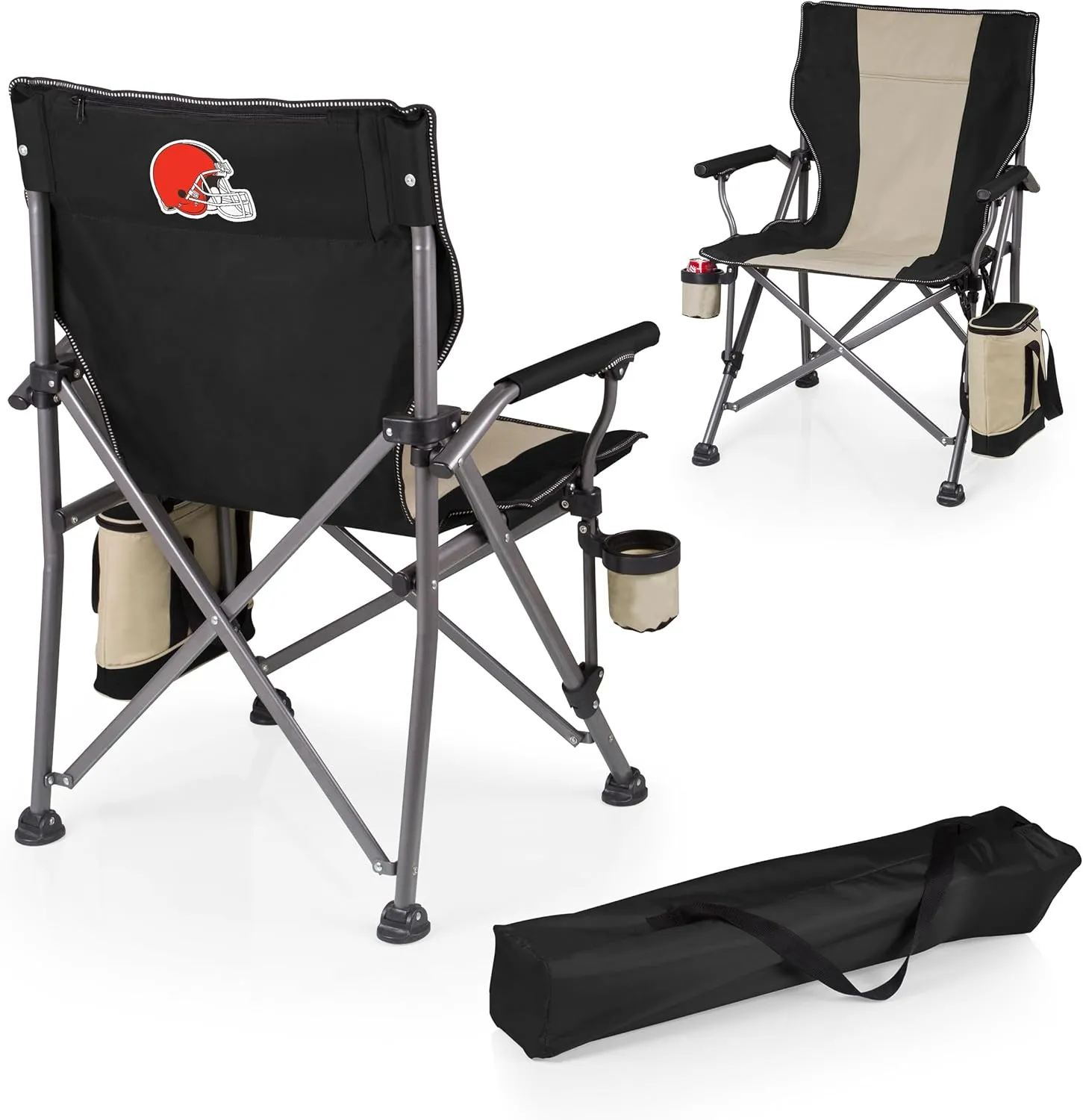 PICNIC TIME NFL Unisex-Adult NFL Outlander Folding Camping Chair with Cooler, Heavy Duty Beach Chair