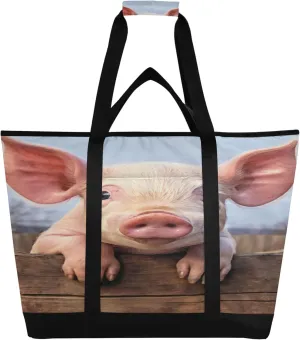Pig Reusable Insulated Cooler Bag with Ice Pack Compartment - Large 47L Waterproof Thermal Grocery Tote for Picnic Beach Camping Lunch Storage