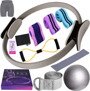 Pilates Essentials Kit for Women, Better Me Pilates Kit, Better Me Pilates Essentials Kit for Women, Booty Bands for Working Out Glutes Yoga Ball, 25cm Figure 8 Resistance Band for Stretching (Gray)
