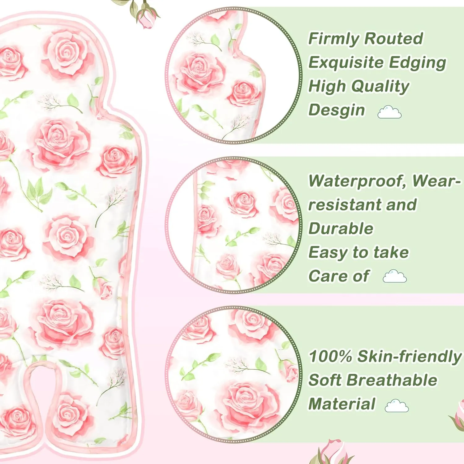 Pinkunn Gel Car Seat Baby Cooling Pad for Summer Breathable Stroller Cooler Pad Multifunctional Carseat Cooling Mat for Baby Child Dining Chair Safety Seat Stroller(Pink,Flower)