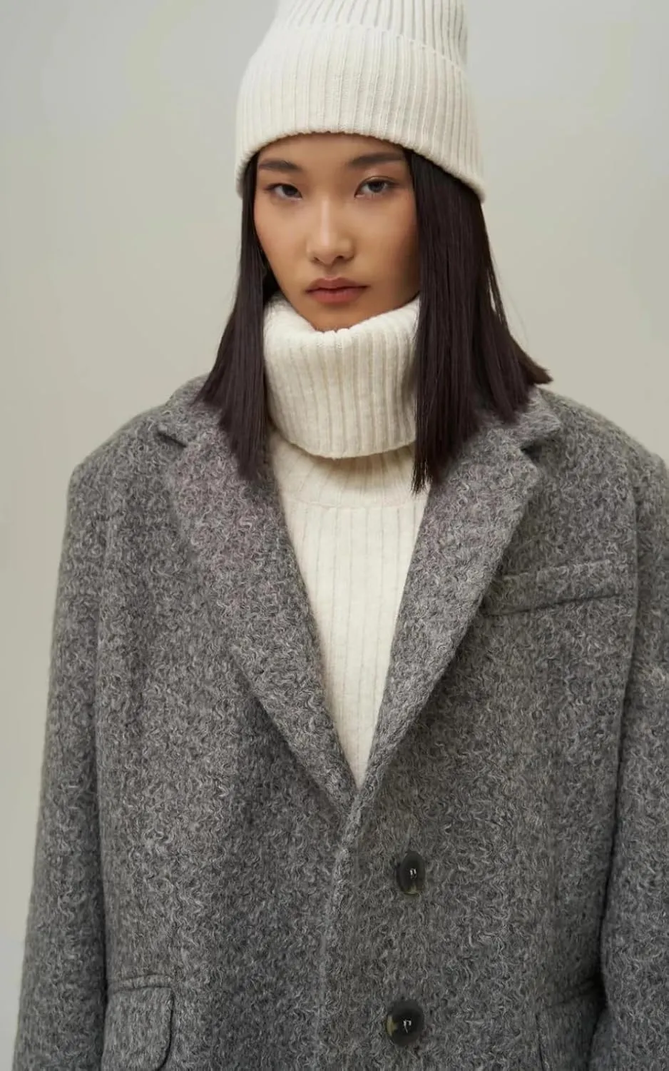 PIRAL Women's Enzo Oversized Wool Blazer Jacket - Soft Wool Blend, Double-Breasted, Relaxed Fit, Perfect for Layering