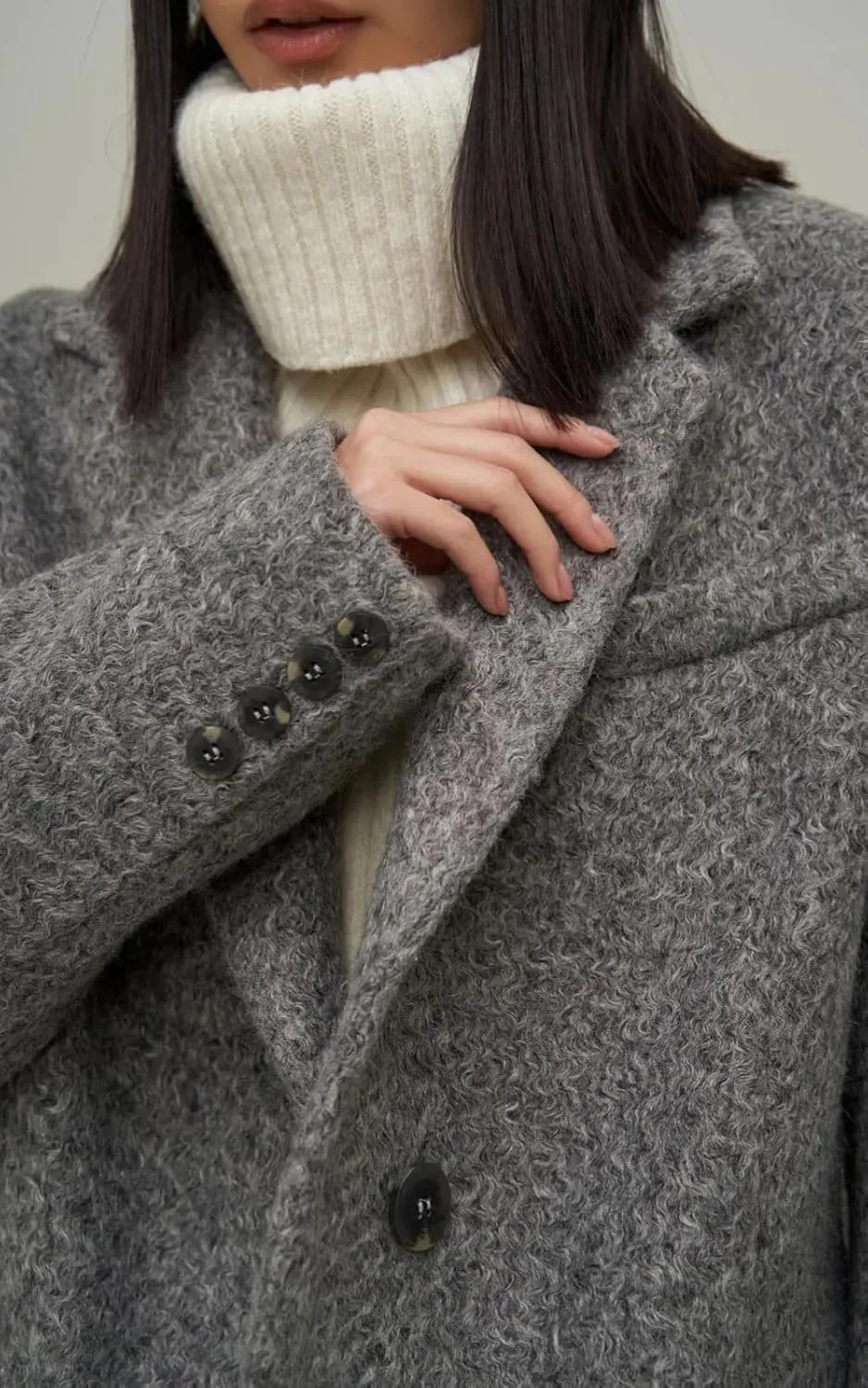 PIRAL Women's Enzo Oversized Wool Blazer Jacket - Soft Wool Blend, Double-Breasted, Relaxed Fit, Perfect for Layering