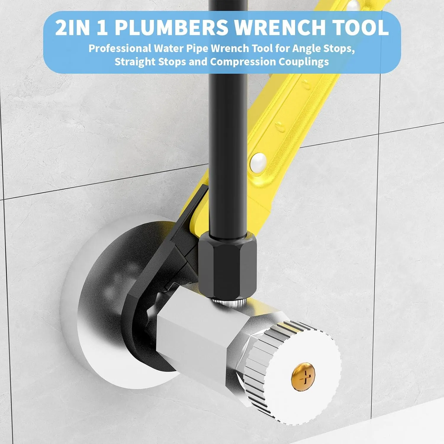 Plumbing Tools: Angle Stop Wrench Kit, Removal Tool for Professional Plumbers - Installing New Compression Angle Stop and Removing Compression Ring