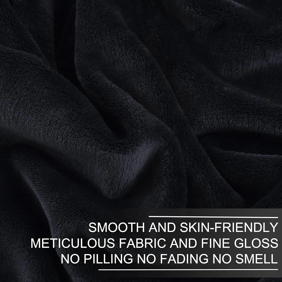 Polar Fleece Blanket King Size Lightweight Throw for The Bed Extra Soft Brush Fabric Super Warm Sofa Blanket 90" x 108"(Black King)