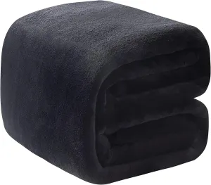 Polar Fleece Blanket King Size Lightweight Throw for The Bed Extra Soft Brush Fabric Super Warm Sofa Blanket 90" x 108"(Black King)