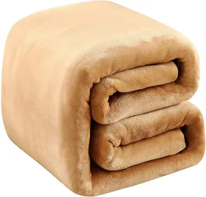 Polar Fleece Blankets King Size for The Bed Extra Soft Brush Fabric Super Warm Sofa Blanket 90" x 108"(Camel King)