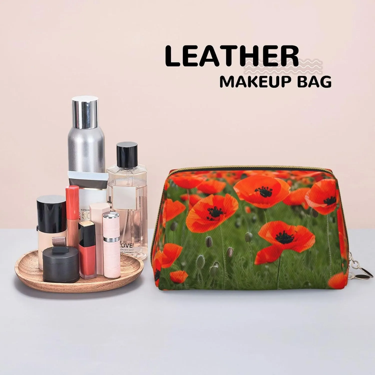Poppy Flowers Petals Travel-Ready Toiletry Bag, Compact Makeup Organizer For Women