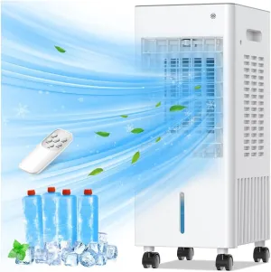 Portable Air Conditioners, 3-IN-1 Evaporative Air Cooler, Windowless Air Conditioner w/ 8L Larger Water Tank, 3 Speeds, 60°Oscillation,7.5H Timer, Portable AC Swamp Cooler for Room Home Office
