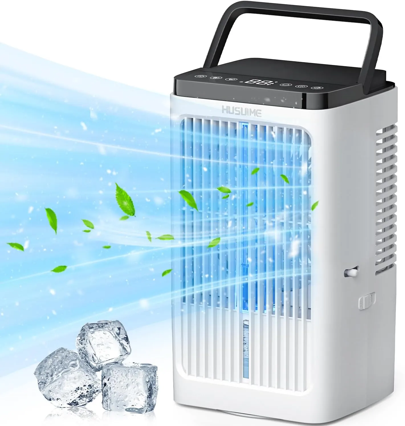 Portable Air Conditioners, 4 Speeds Air Cooler, 2 Mist Modes & 90° Oscillation, 8H Timer, 7-Color Night Light, Cooling Fan for Bedroom, Car and Office (White)