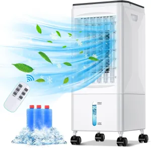 Portable Air Conditioners, Evaporative Air Cooler, Portable AC Unit for Bedroom with 3 Modes & 7H Timer & Remote Control, Fast Cooling Room Air Conditioner portable for Home Office Garage Kitchen