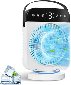 Portable Air Conditioners, Personal Mini Air Conditioner Cooling Fan with 5 Speeds, 70° Oscillation, Evaporative Air Cooler 1/2/4/8H Timer, 7 LED Night Light Portable AC Fan for Bedroom Office Camping