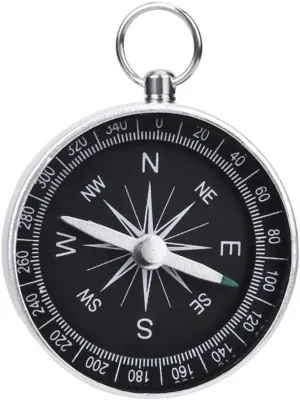 Portable Aluminum Hiking Compass with Keychain – Fluorescent Navigation Tool for Travel, Camping, and Outdoor Adventures