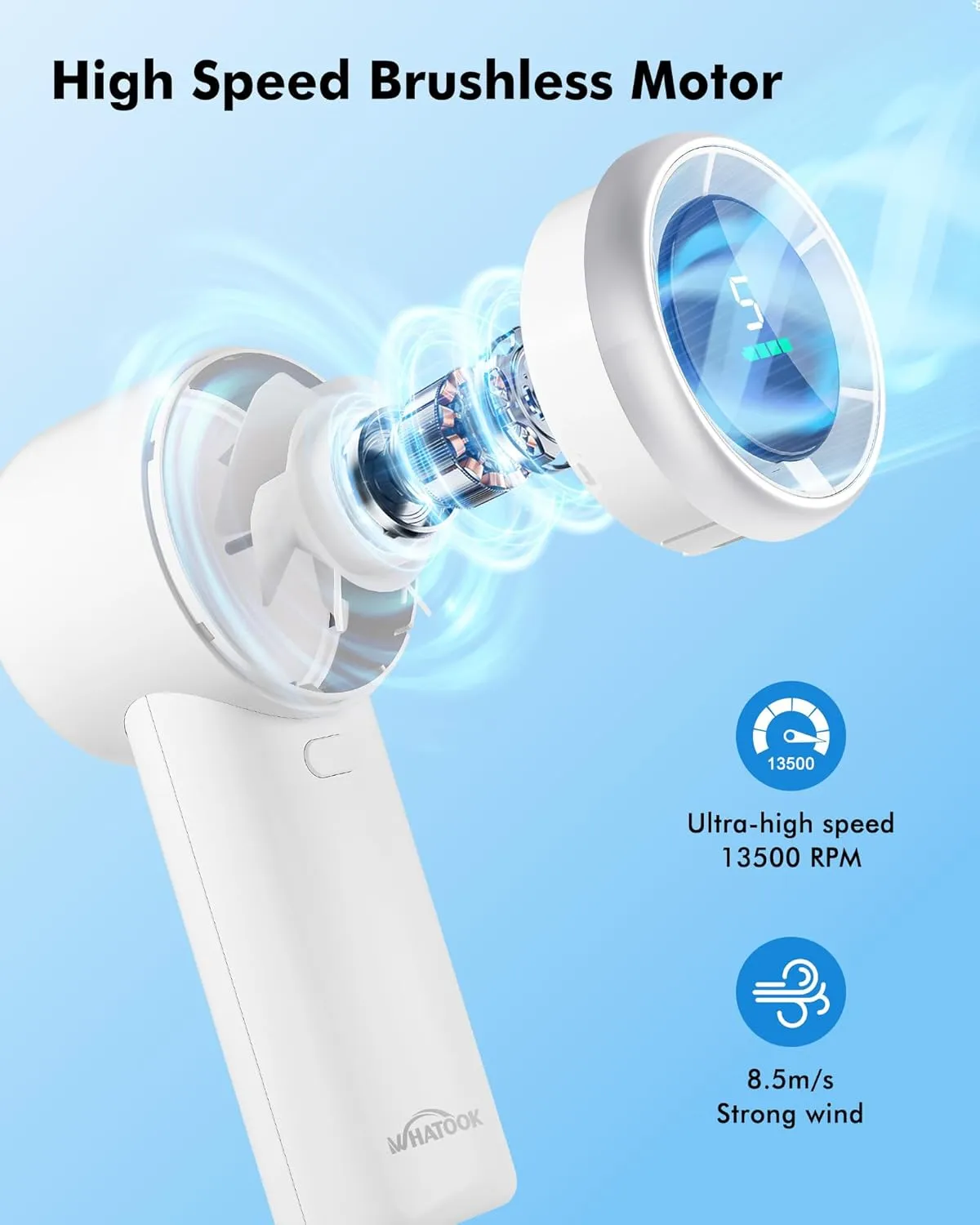 Portable Fan Handheld Mini Fan: High Speed Cooling Fans 10 Hours Battery Life Usb Rechargeable Personal Fans Small Essentials for Women Beach Travel Vacation(White)