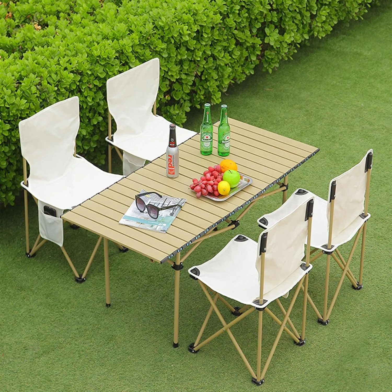 Portable Folding Camping Table, Roll-Up Aluminum Table with Carry Bag, Compact and Lightweight Design for Beach, Travel, and Outdoor Cooking Black 50×53×50cm/19.7×20.9×19.7in
