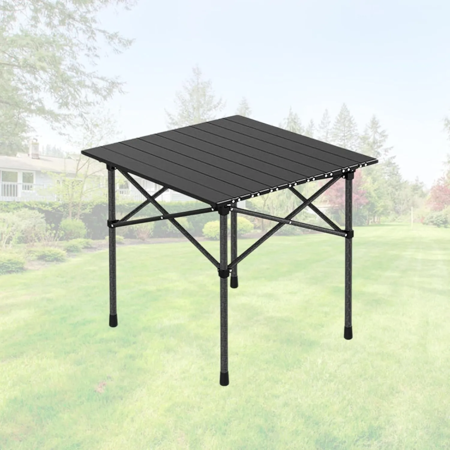 Portable Folding Camping Table, Roll-Up Aluminum Table with Carry Bag, Compact and Lightweight Design for Beach, Travel, and Outdoor Cooking Black 50×53×50cm/19.7×20.9×19.7in