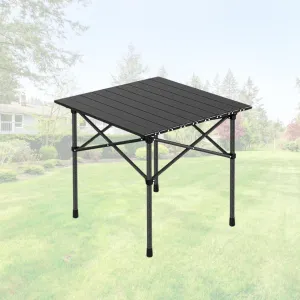 Portable Folding Camping Table, Roll-Up Aluminum Table with Carry Bag, Compact and Lightweight Design for Beach, Travel, and Outdoor Cooking Black 50×53×50cm/19.7×20.9×19.7in