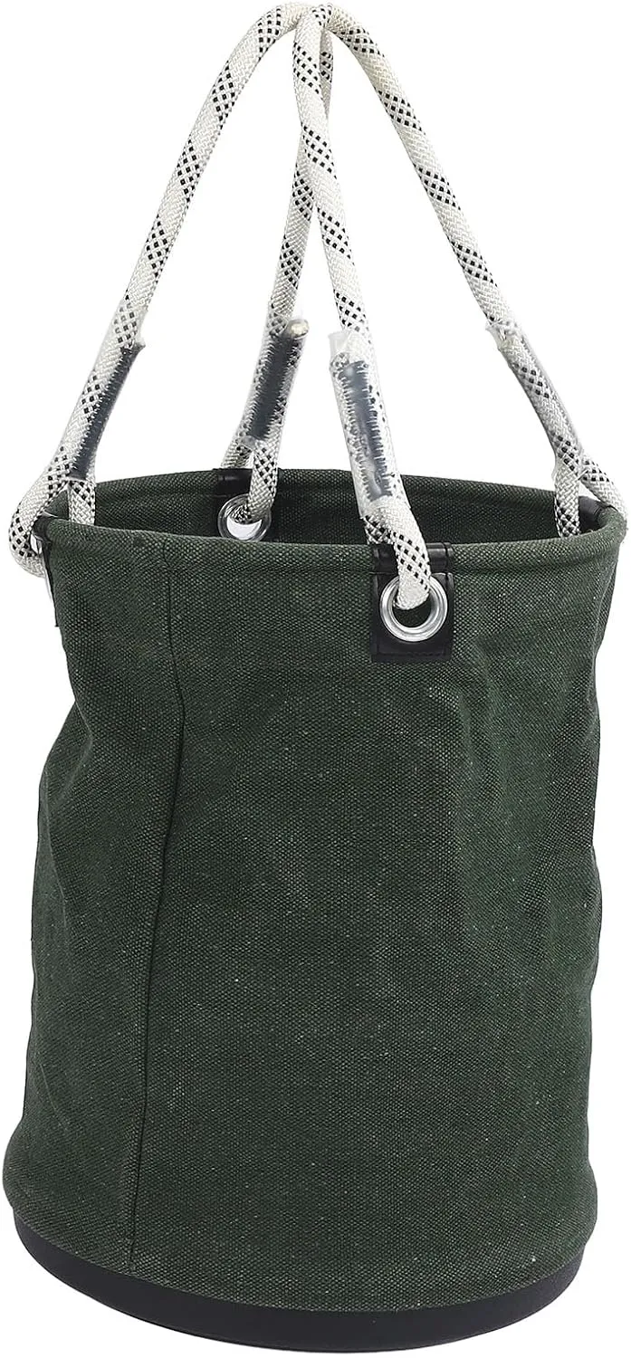 Portable Heavy Duty Canvas Tool Bag 30KG Load Bearing Mini Tool Bucket for Construction Sites, Reliable Solution (Green)