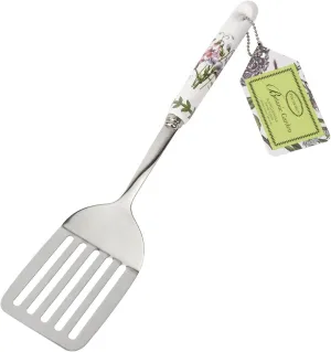 Portmeirion Botanic Garden 13" Slotted Spatula, Sweet Pea Motif - Porcelain Handle & Stainless Steel, Chip-Resistant Glaze - Ideal Kitchen Tool for Cooking & Serving - Everyday Kitchen Tools