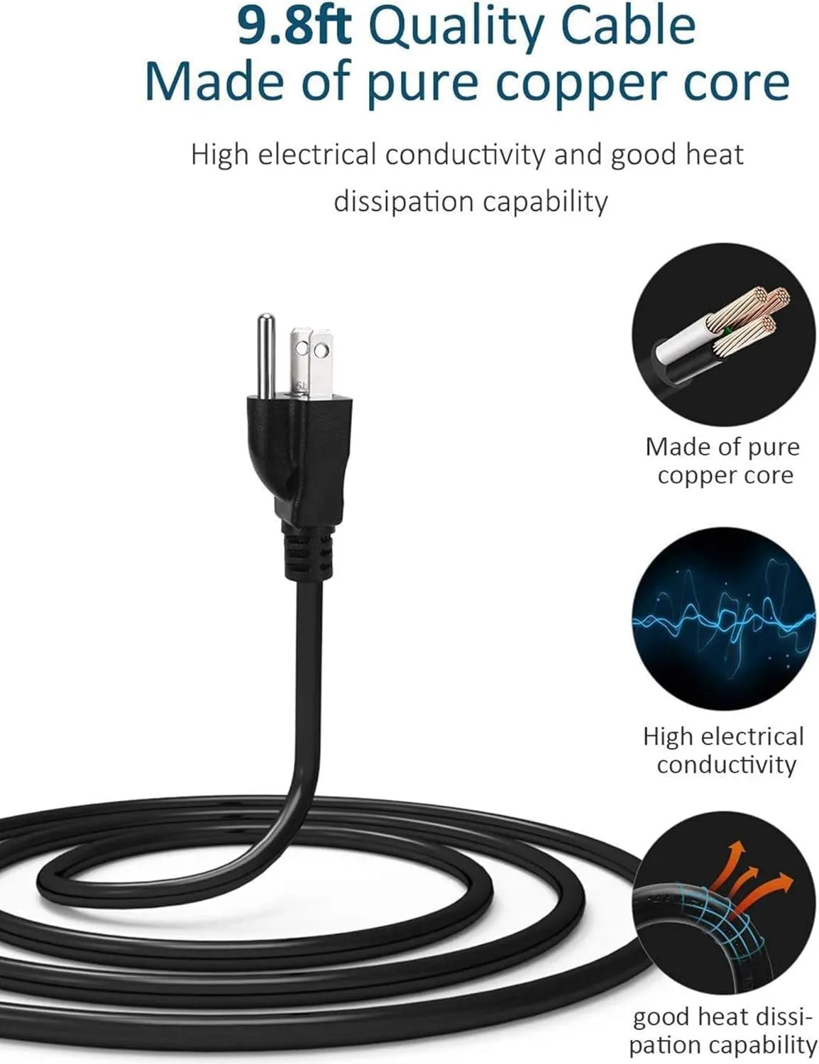 Power Strip Tower Surge Protector, SUPERDANNY Desktop Charging Station, 10 Ft Extension Cord, 9 Outlets, 4 USB Ports, 1080 Joules, 3-Prong, Grounded, Multiple Protections for Home, Office, Black