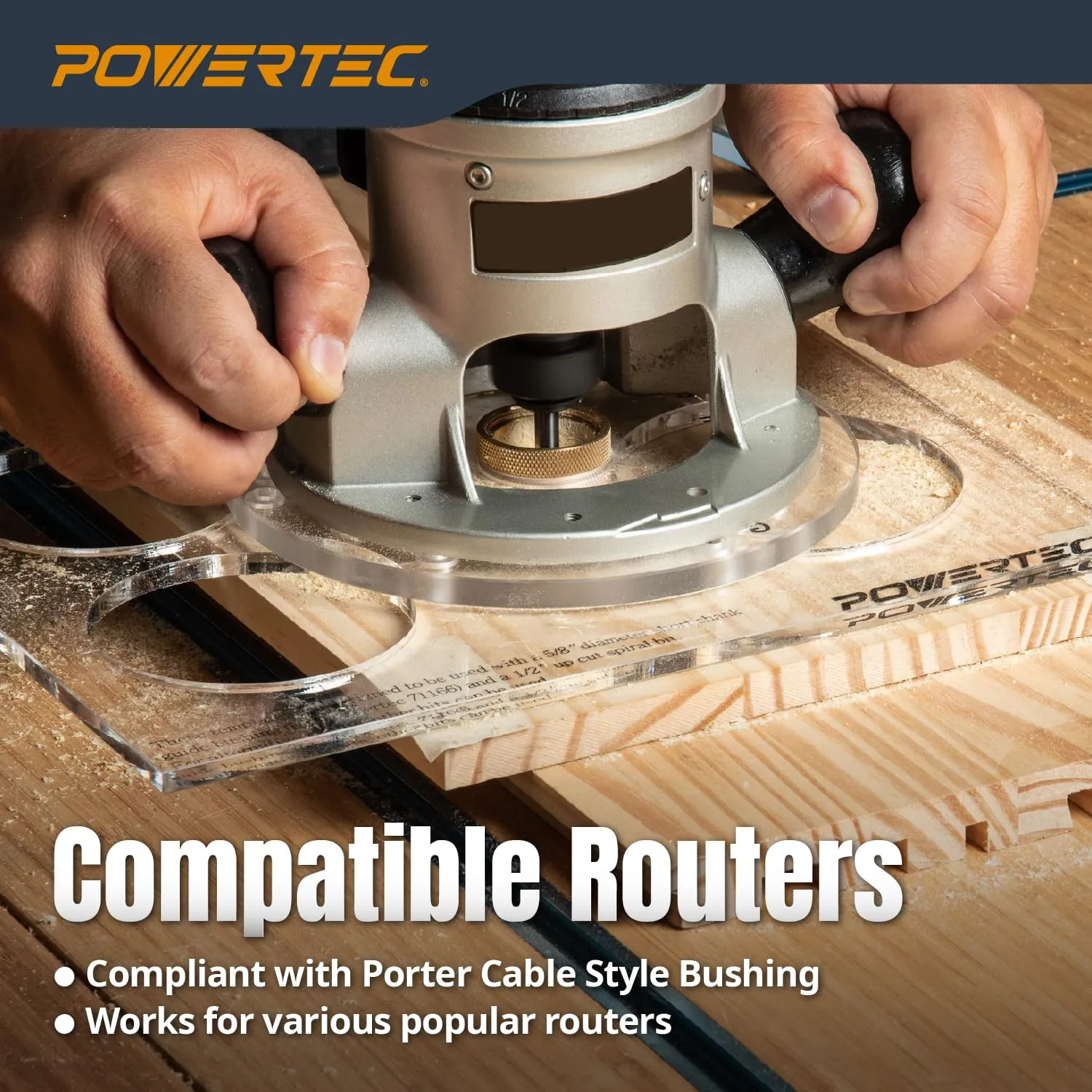 POWERTEC Router Brass Inlay Kit with Router Bushing Guide Set   Centering Pin, Collar & 1/8" Diameter x 1/4" Shank Solid Carbide Router Bit, Compatible w/ 1/4" Router Templates for Woodworking (71333)