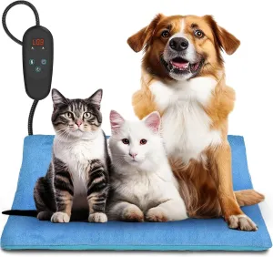 Practical Dog and Cat Heating Pad with Timer, Waterproof and Anti-bite, Artificial Pet Pad, Suitable for Cat and Dog Pet Cage Houses Suitable for Indoor Pets(XL: 35.5'' x 23.6'')