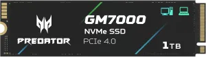 Predator M.2 SSD 1TB GM7000 with DRAM Cache NVMe 1.4 2280 PCIe Gen4×4 Ultra high Speed (Maximum Read: 7400MB/s, max Write: 6700MB/s) 3D NAND TLC Internal SSD Compatible with PS5 Pro - BL.9BWWR.105