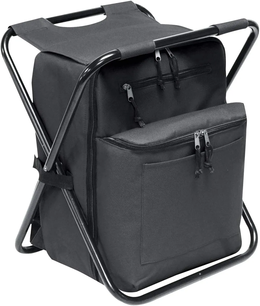 Preferred Nation Seated Cooler Backpack, 3 in 1 Portable Camping Backpack with Cooler and Folding Chair Stool, Leak Proof | Great for Fishing, Camping, Outdoor Events, Picnics or Beach