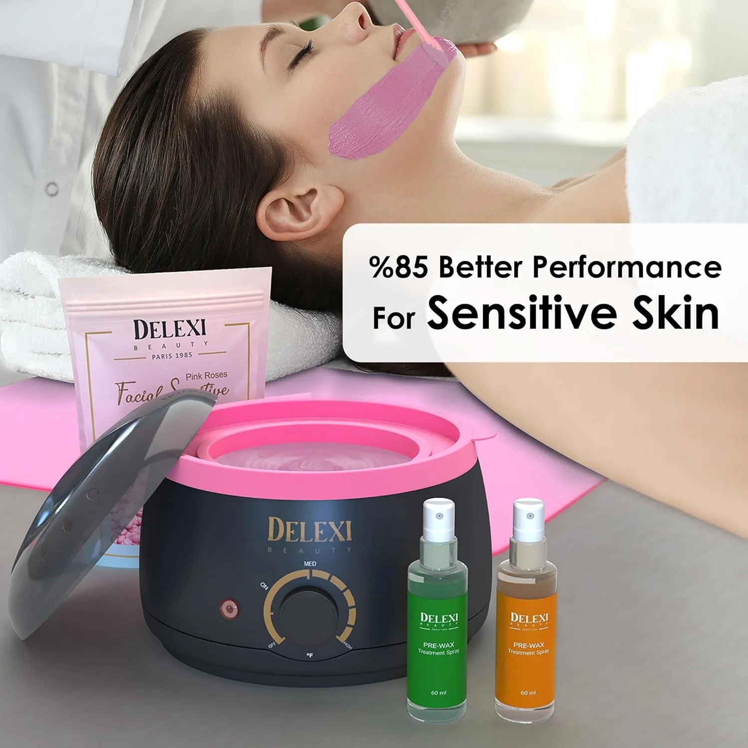 Premium All-in-one Waxing Kit for Women | Salon Quality 5-Pack Hard Wax Beads For Brows, Bikini, Legs, & More   Silicone Wax Kit Accessories