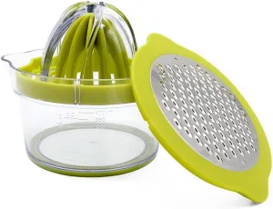 Premium Citrus Juicer for Lemon, Orange, Lime - Manual Hand Squeezer with Built-in Measuring Cup & Grater, Dishwasher Safe