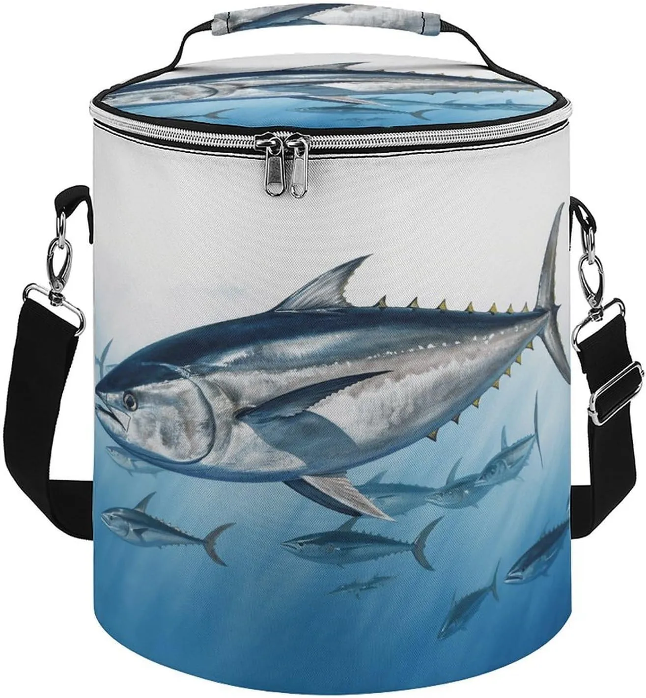 Premium Cooler Bag, Bluefin Tuna Thunnus Print Camping Cooler Bag Camping Gear Adjustable Shoulder Strap Cooler Camping Ice Chest, style