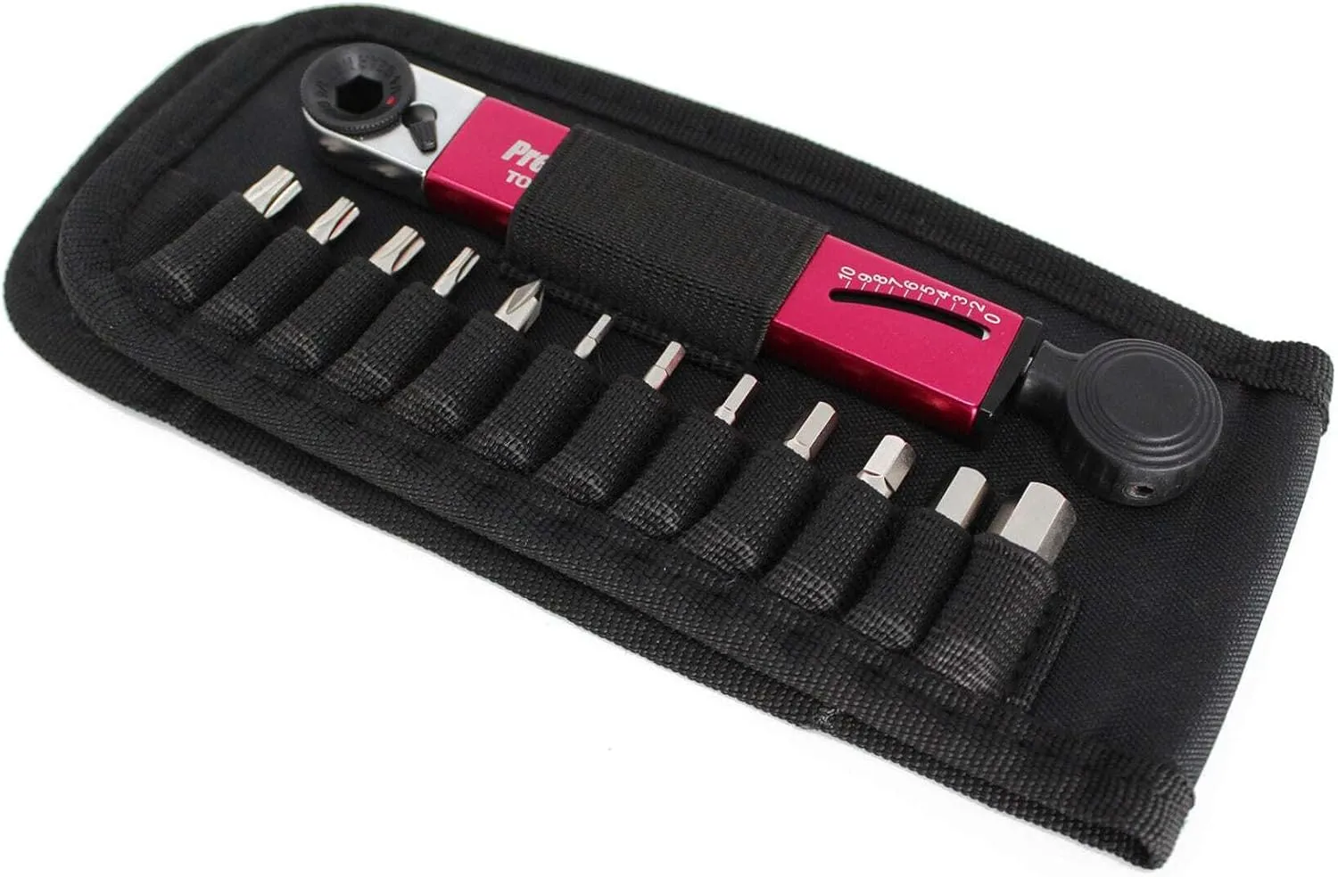 Prestacycle TorqRatchet Pro, All-In-One Mini Ratchet Multi-Tool Set for Bicycles, Small 2~10Nm Torque Ratchet & 12-Piece Torx & Hex Bit Set, Pro Wallet Kit