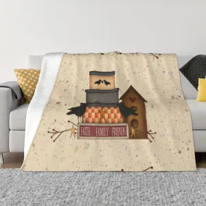 Primitive Faith Family Friends 60"X50" Flannel Blanket - 100% Soft Polyester, Lightweight and Warm, Suitable for Families, Camping, Travel