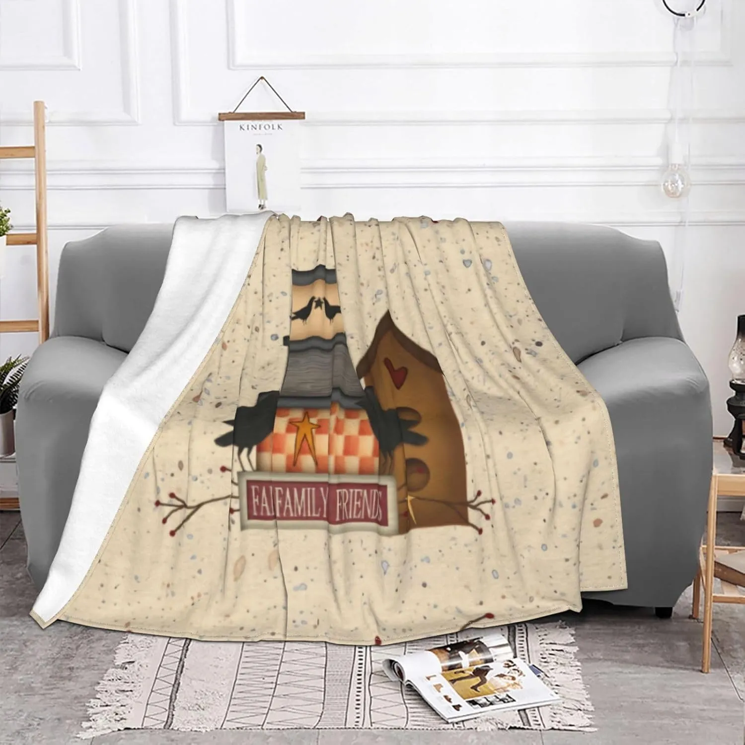 Primitive Faith Family Friends 60"X50" Flannel Blanket - 100% Soft Polyester, Lightweight and Warm, Suitable for Families, Camping, Travel