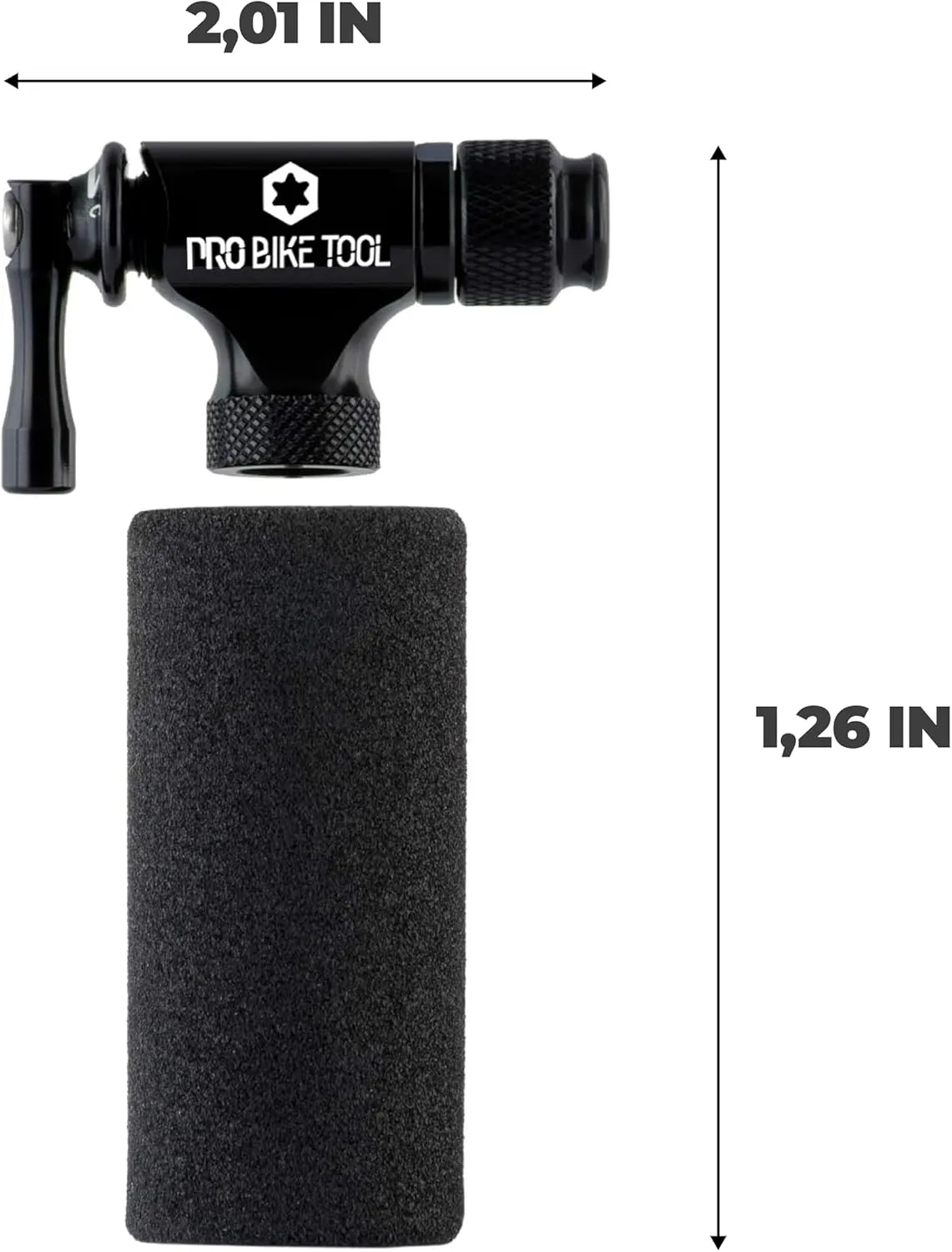 Pro Bike Tool CO2 Inflator Quick & Easy - Presta & Schrader Valve Compatible - Bicycle Tyre Pump for Road & Mountain Bikes - Insulated Sleeve - No CO2 Cartridges Included