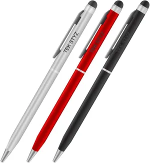 PRO Stylus Pen for Meizu Blue Charm Metal with Ink, High Accuracy, Extra Sensitive, Compact Form for Touch Screens [3 Pack-Black-Red-Silver]
