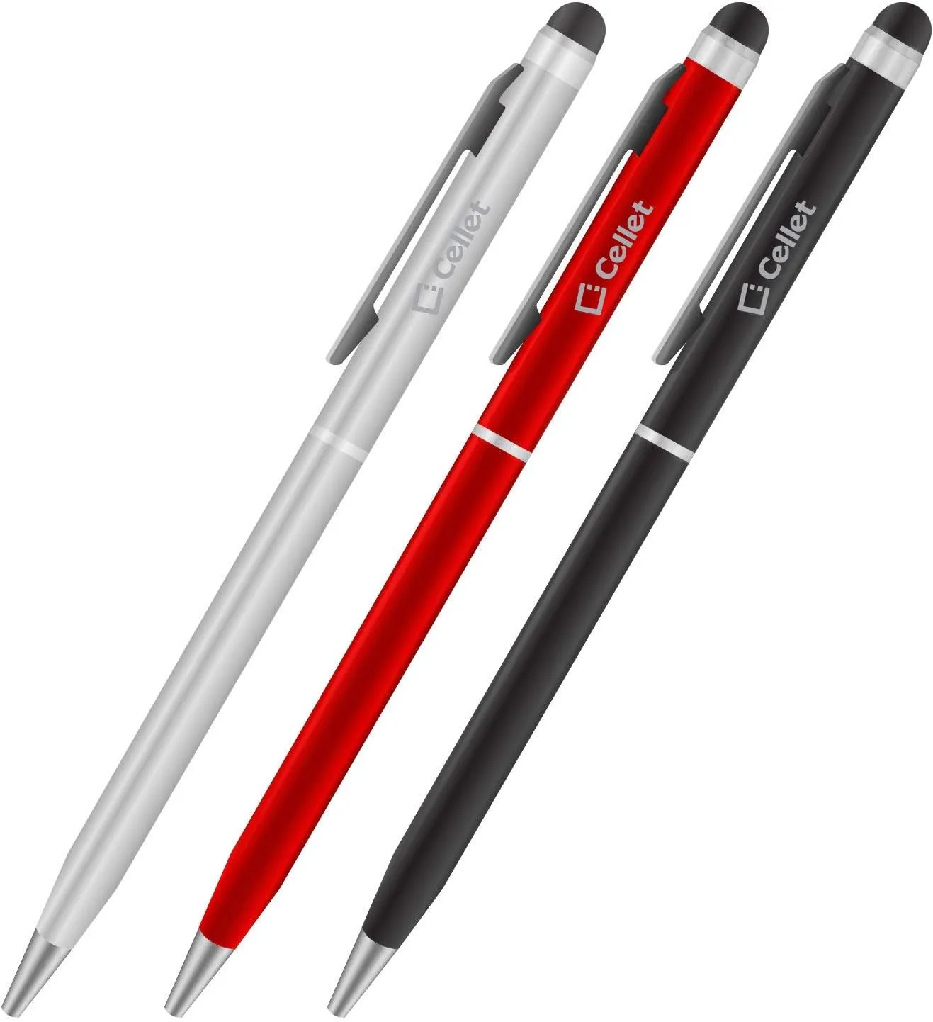 PRO Stylus Pen for Meizu M3 16GB with Ink, High Accuracy, Extra Sensitive, Compact Form for Touch Screens [3 Pack-Black-Red-Silver]