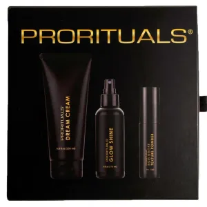 Prorituals Dream Glow Trio Hair Care Kit - Dream Cream Leave In Conditioner 6.8 Fl. Oz, Ego Boost Texture Powder 1 Oz, Glow Shine Spray with Heat Protection 4 Fl. Oz, 3 in One Gift Box
