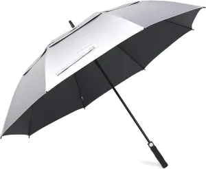 Prospo 68inch Golf Umbrella UV Protection Extra Large Oversized Heavy Duty Auto Open Double Canopy Vented Sun Rain Umbrella Windproof Black