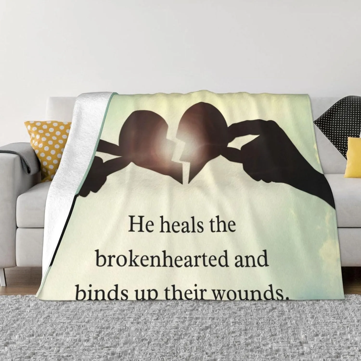 Psalm 14：73 60"X50" Flannel Blanket - 100% Soft Polyester, Lightweight and Warm, Suitable for Families, Camping, Travel