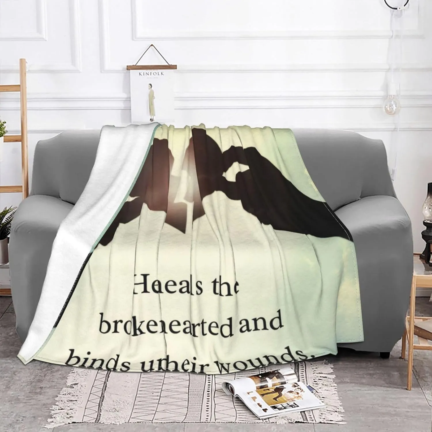 Psalm 14：73 60"X50" Flannel Blanket - 100% Soft Polyester, Lightweight and Warm, Suitable for Families, Camping, Travel