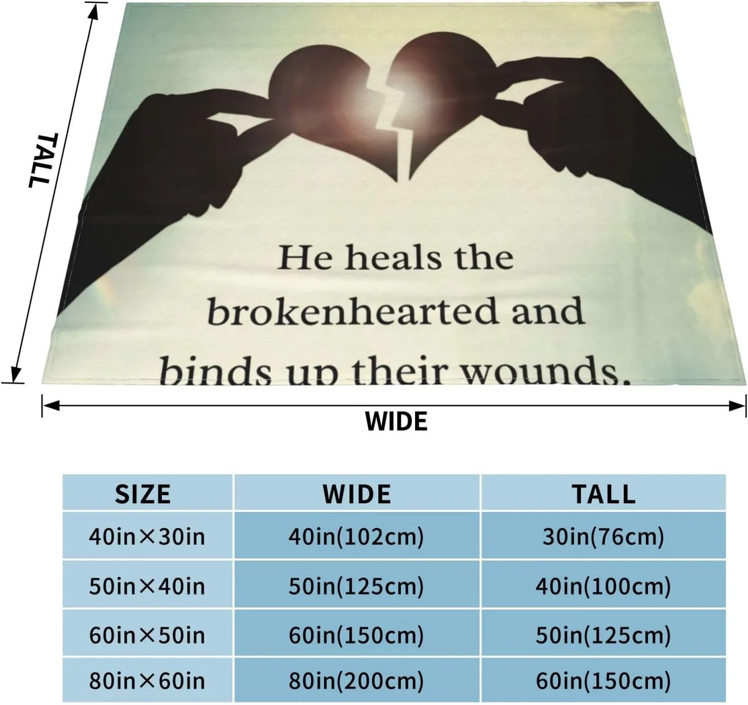 Psalm 14：73 60"X50" Flannel Blanket - 100% Soft Polyester, Lightweight and Warm, Suitable for Families, Camping, Travel