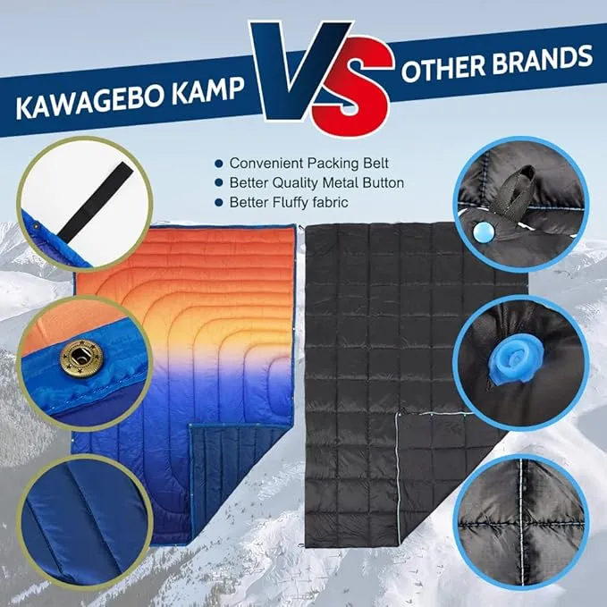 Puffy Blanket - Extra Light and Fluffy Warm Camping Blanket, Perfect for Camping and Backpacking, Compact, Insulated, Packable, Down - Alternative Camp Blankets for Outdoor & Indoor