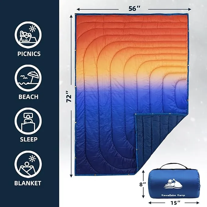 Puffy Blanket - Extra Light and Fluffy Warm Camping Blanket, Perfect for Camping and Backpacking, Compact, Insulated, Packable, Down - Alternative Camp Blankets for Outdoor & Indoor