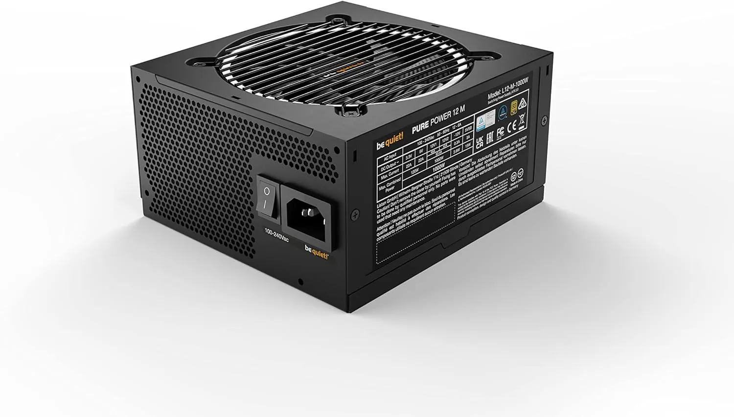Pure Power 12 M 1000W | ATX 3.1 Compliant | 80 Plus® Gold | Modular Power Supply | for PCIe 5.0 GPUs and GPUs with 6 2 pin connectors | 12VHPWR Cable Included | Silent 120mm be quiet! Fan - BN506